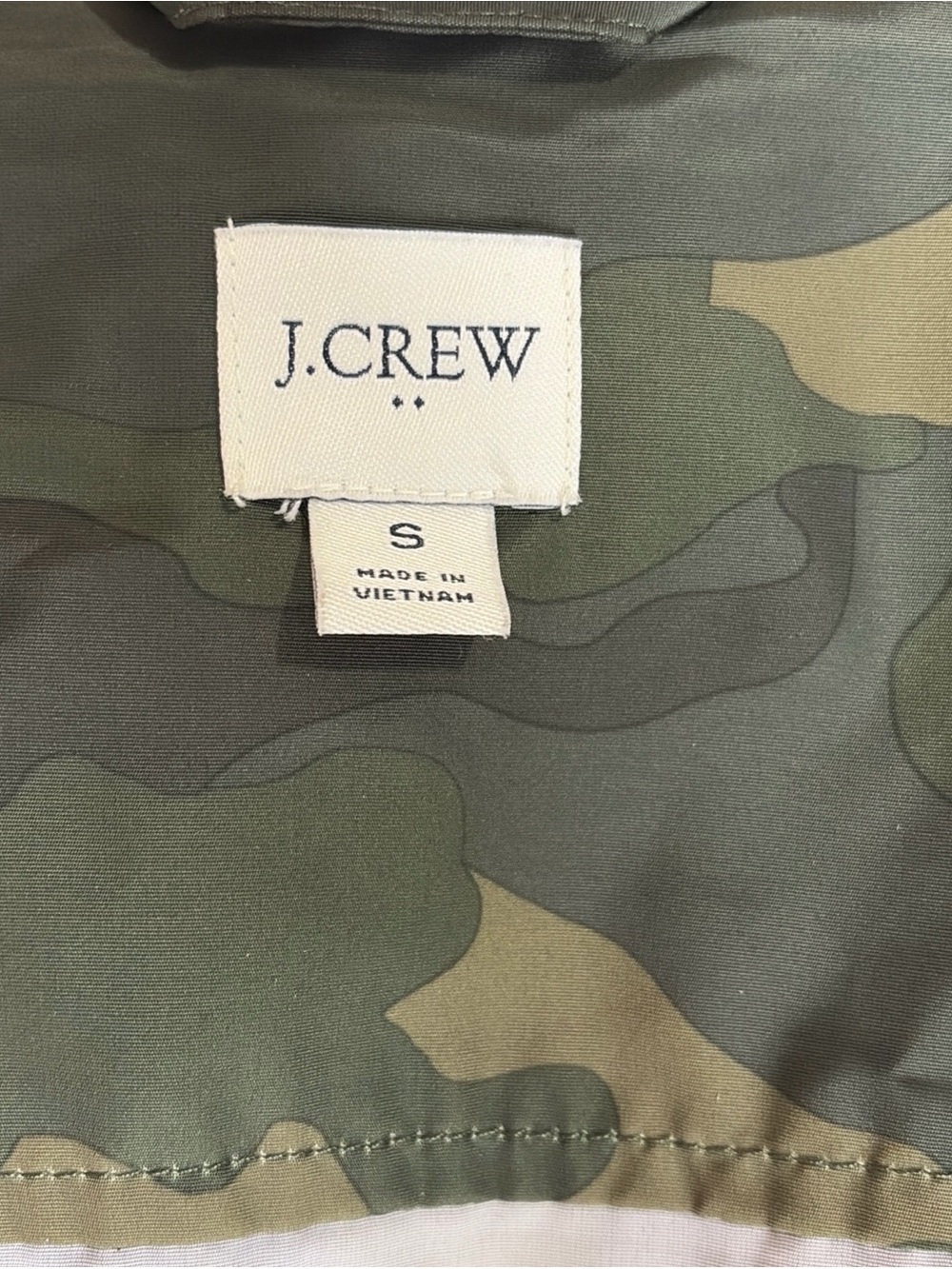 J.Crew Womens Small Camo Hooded Rain Jacket Utility Anorak Green Snap Zip - Picture 5 of 8